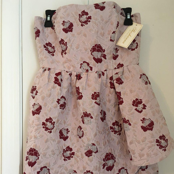 Shoshanna Anna-Marie Strapless Sweetheart Floral Metallic Dress Blush,Size 4,NEW - Picture 3 of 9